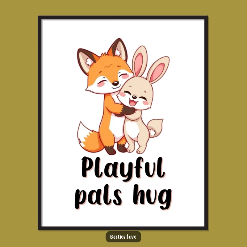 Funny Fox and Bunny Digital Print: Instant Friendship Vibes