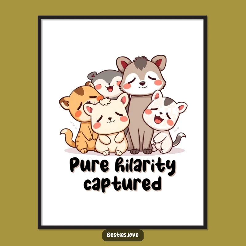 Funny Animal Laughing Friends Digital Art - Instant Hilarious Decor