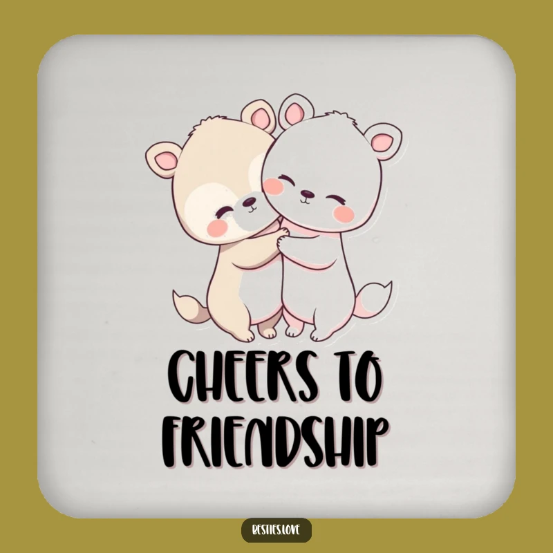 Funny Animal Hug Coaster Set: Cute Embrace Art, Charming Funny Gift for Tables