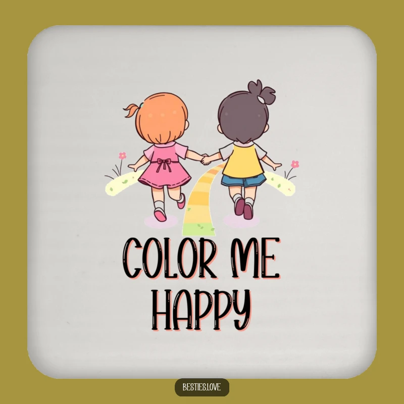Funny Rainbow Friends Skipping Drink Coaster - Joyful Protection Gift