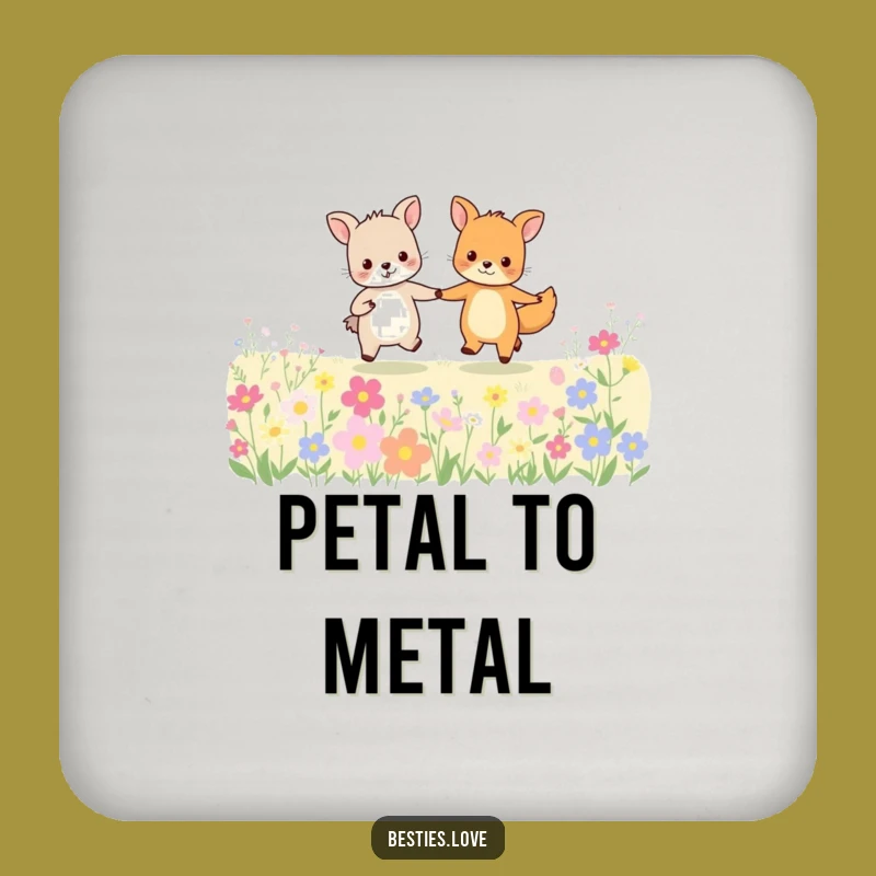 Funny Animal Friends Coasters: Protect Surfaces with Flower-Skipping Pals