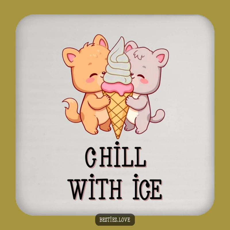 Funny Animal Ice Cream Friends Coaster Set - Sweet Table Protection
