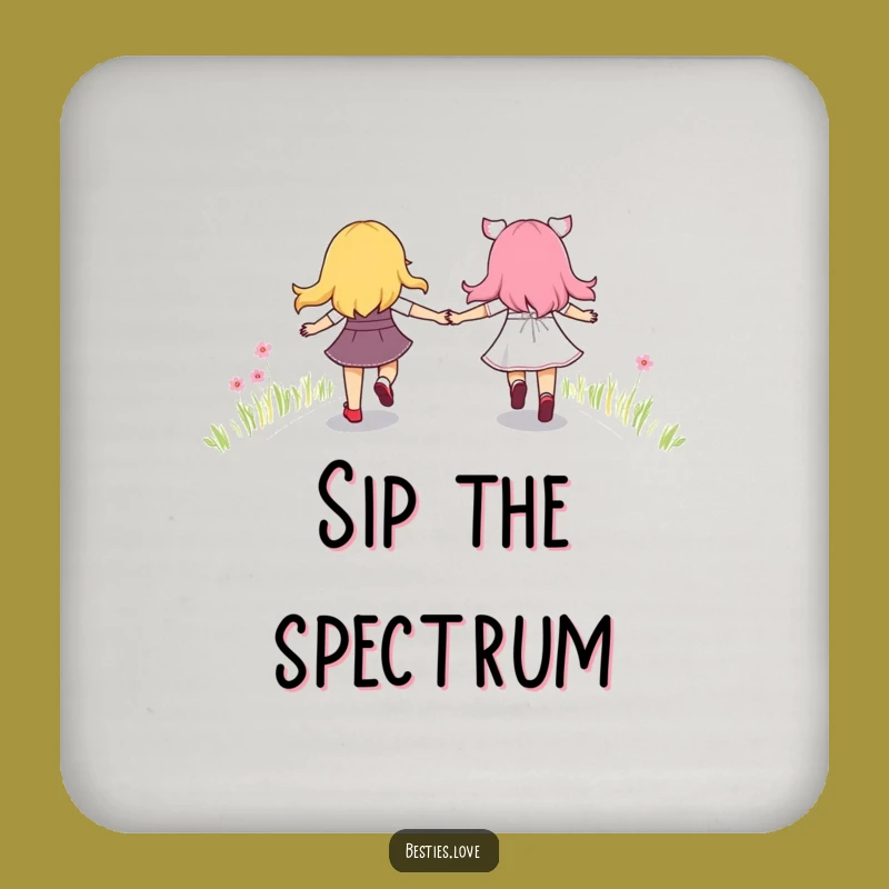 Funny Best Friends Rainbow Path Coaster: Protect Your Table Gift