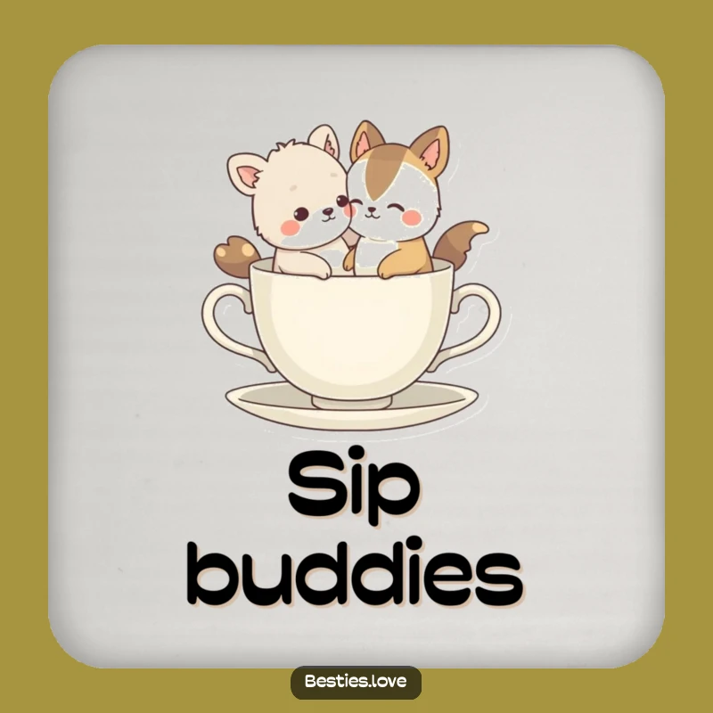 Funny Bestie Animals Tiny Teacup Coaster: Protect Surfaces with Hilarious Art