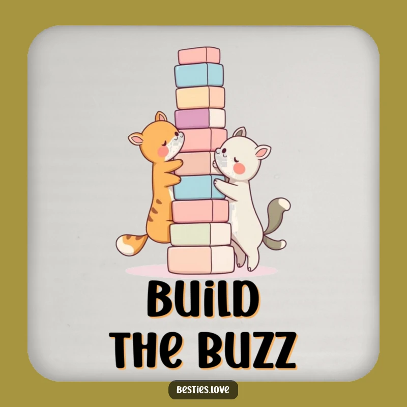 Funny Bestie Block Tower Coaster, Animal Pals Drink Holder, Memorable Funny Gift