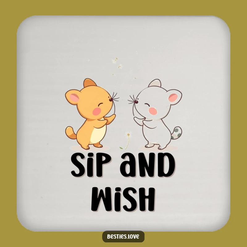 Funny Dandelion Wishes Animals Drink Coaster - Whimsical Tabletop Gift