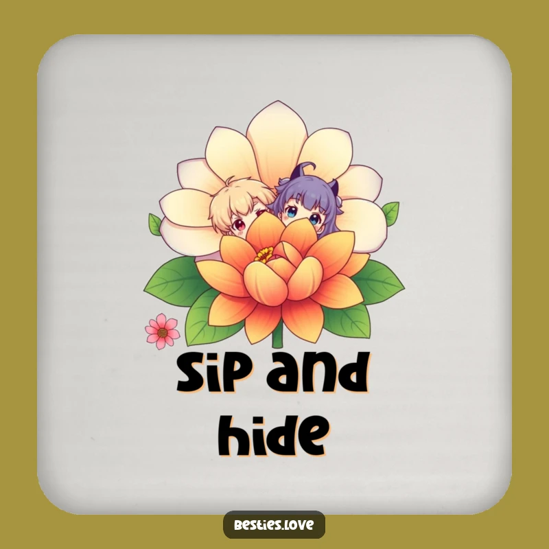 Funny Flower Peek-a-Boo Coasters - Protect Surfaces with Humorous Charm