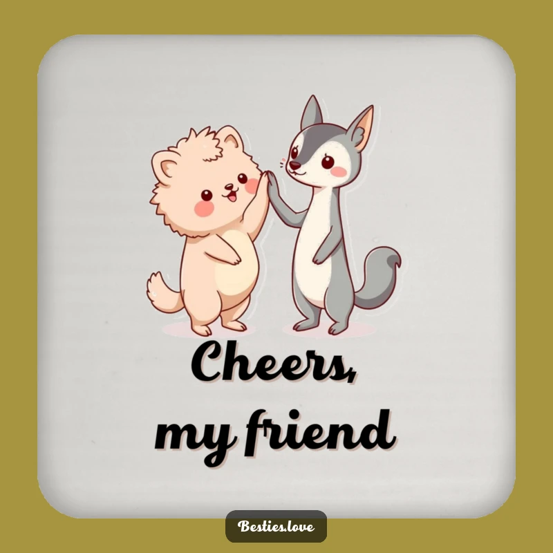 Funny Friends High-Five Coaster, Kawaii Pals Drink Holder, Memorable Funny Gift