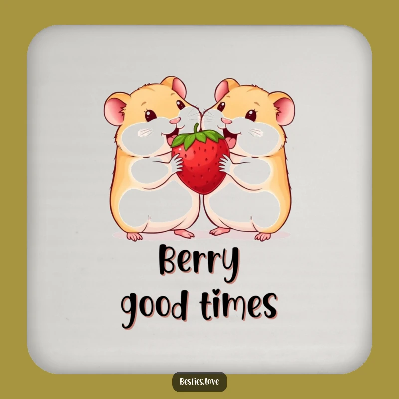 Funny Hamster Coasters: Protect Surfaces with Two Friends & a Giant Strawberry