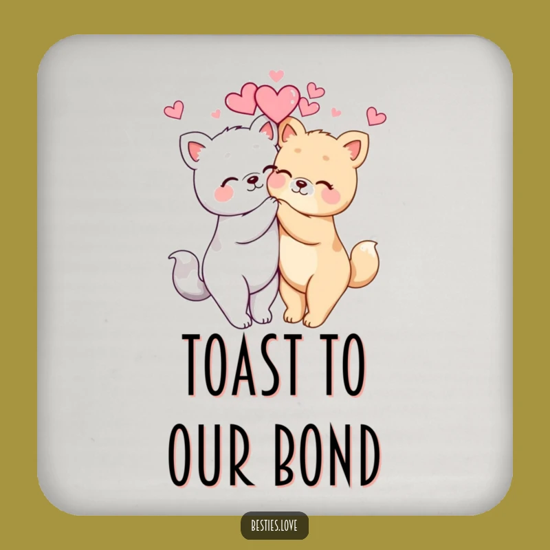 Funny Kawaii Animal Hug Coasters (Set of 4): Cute Protection, Great Gift