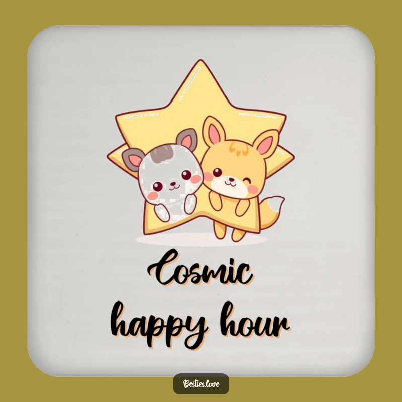 Funny Star Animals Drink Coaster - Cartoon Style, Novelty Funny Gift