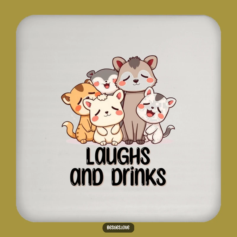 Funny Animal Laughing Friends Coaster Set - Hilarious Table Protection