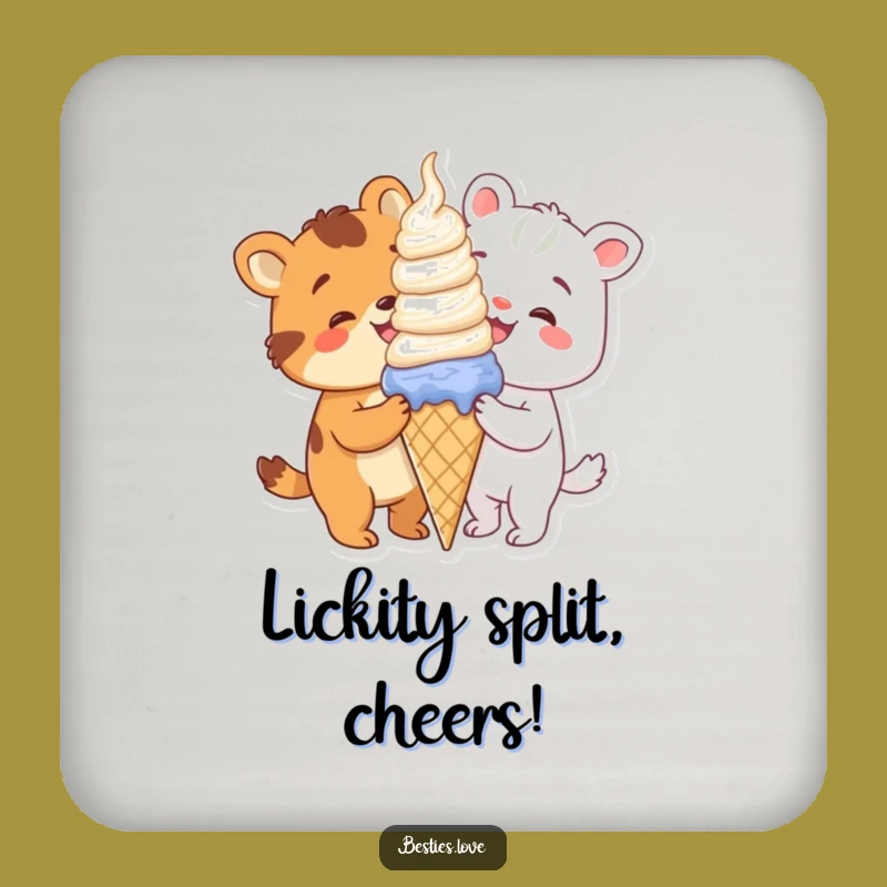 Funny Animal Ice Cream Coasters (Set of 4): Protect Surfaces Sweetly, Gift