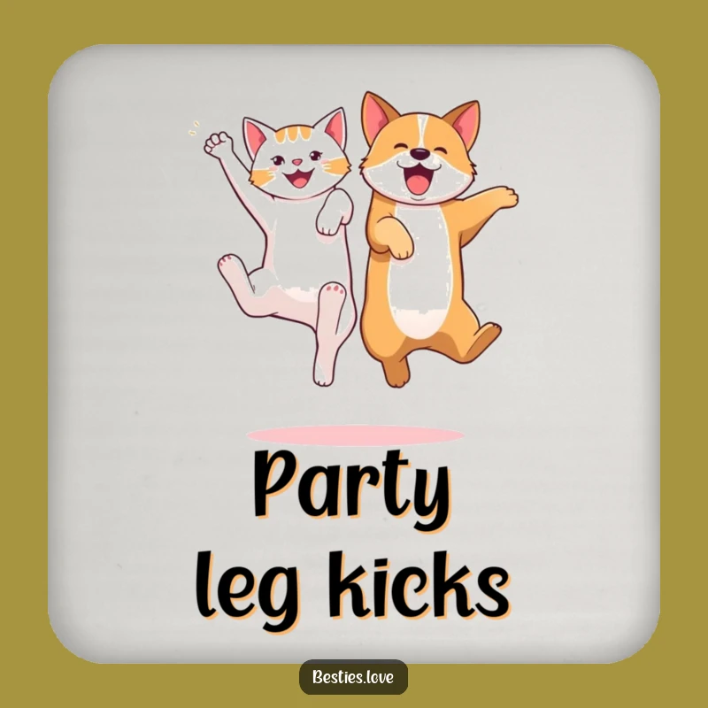 Funny Cat Dog Jump Drink Coaster - Playful Pet Pals Set for Tables