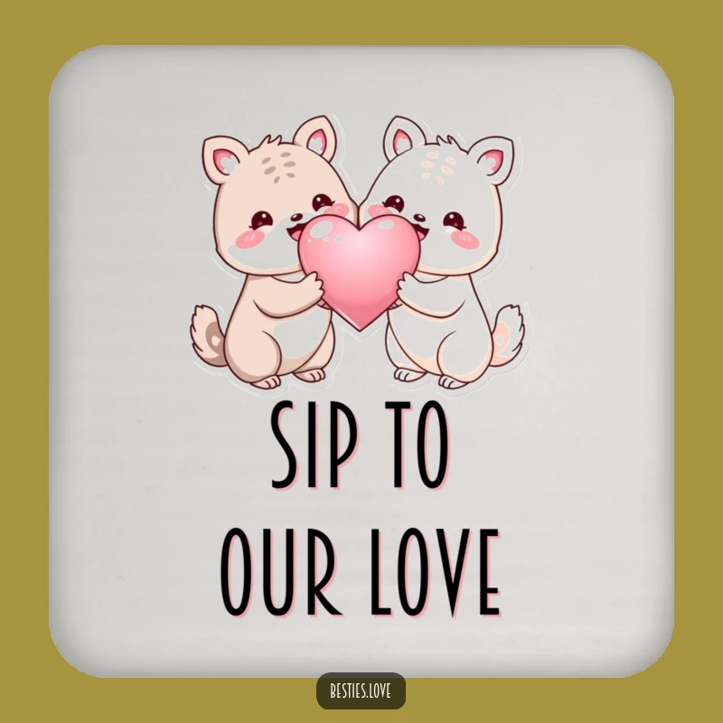 Funny Animal Heart Drink Coaster Set: Protect Surfaces with Love
