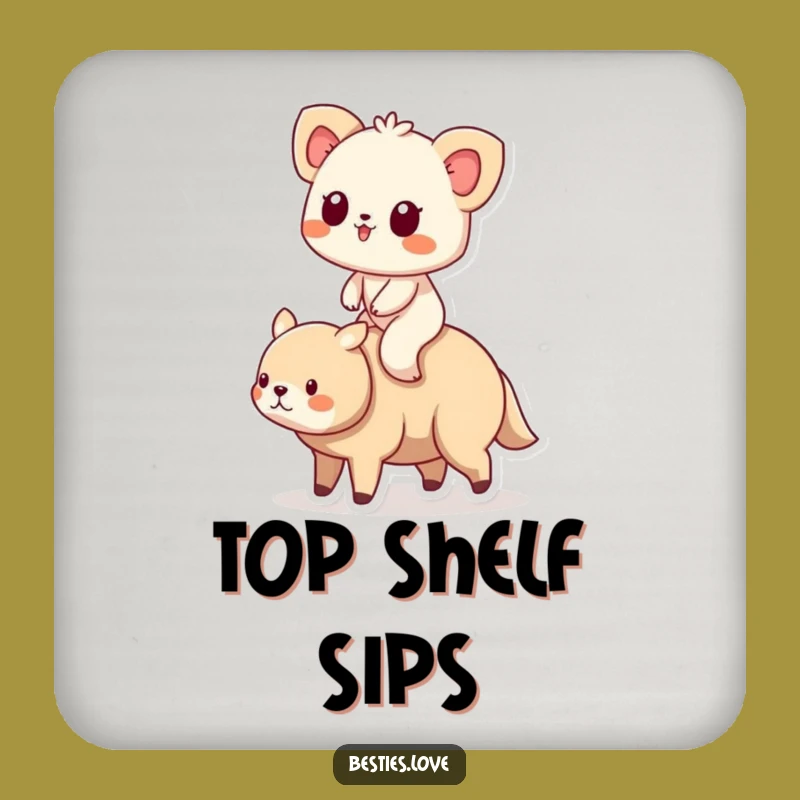 Funny Animal Friends Riding Drink Coaster - Cute Tabletop Gift