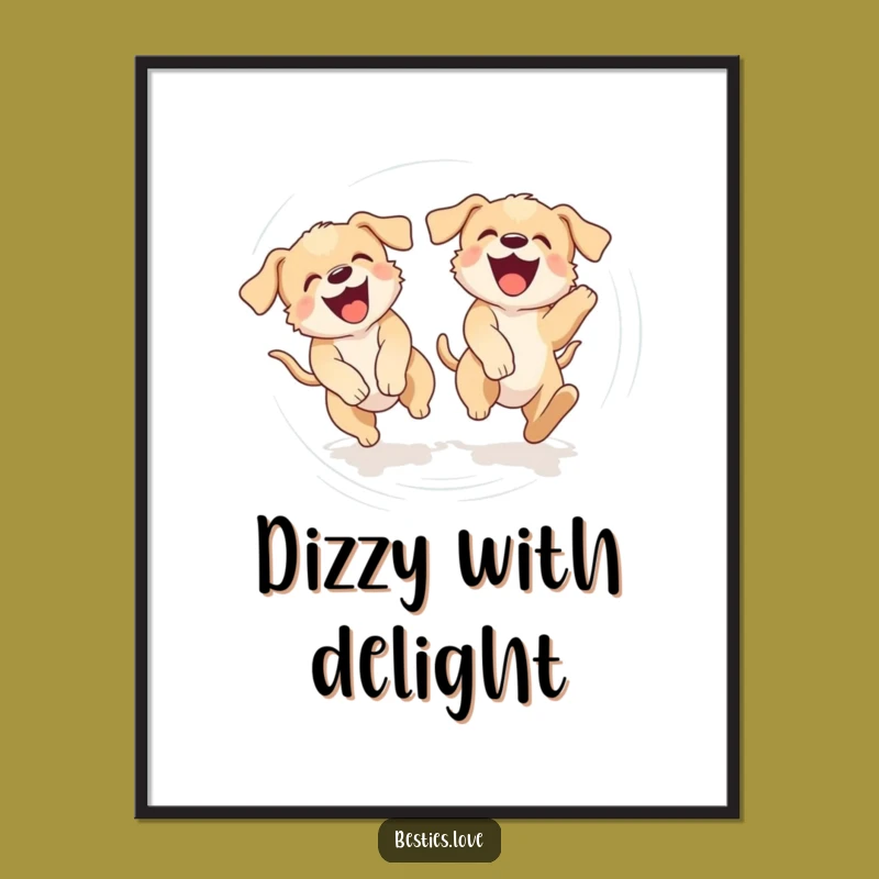 Funny Puppy Tail Chase Poster - Silly Dog Lover Wall Art