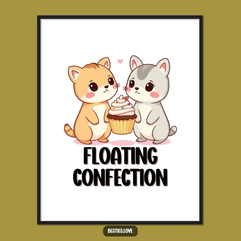 Funny Surprised Animals Cupcake Poster - Whimsical Wall Art