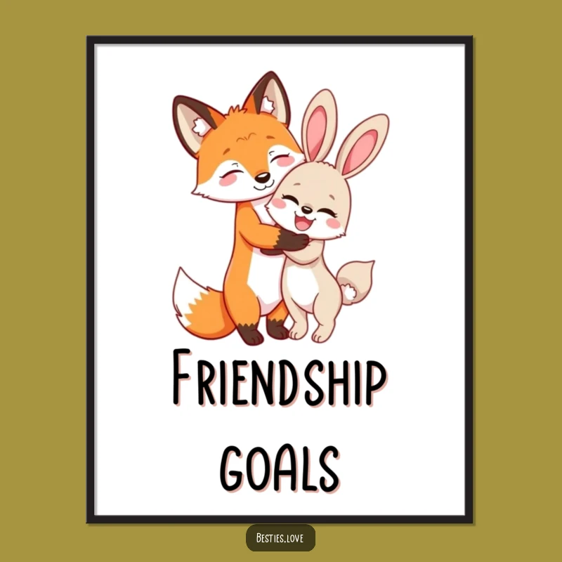 Fox and Bunny Poster: Adorable Friendship Art for Your Walls