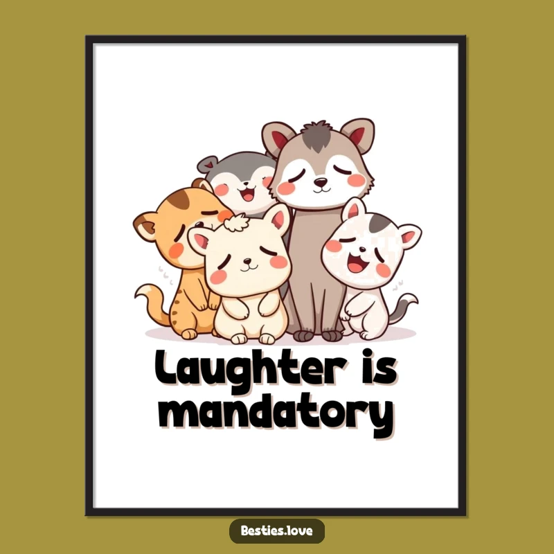 Funny Animal Laughing Friends Poster - Hilarious Wall Art