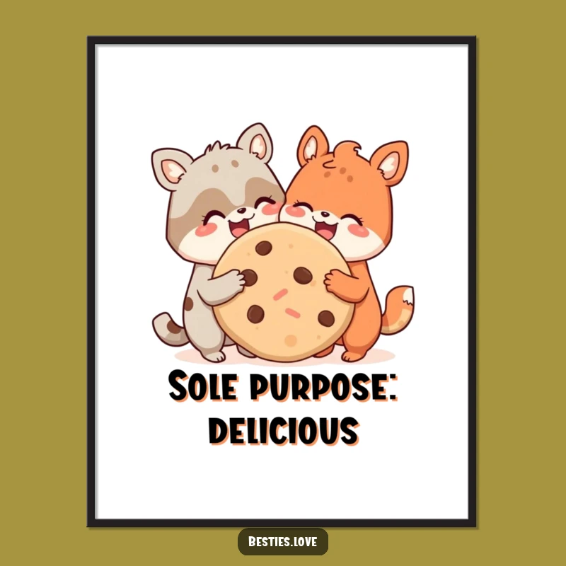 Funny Animal Pals Cookie Sharing Poster: Hilarious Wall Art for Your Happy Place