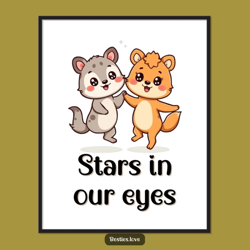 Funny Dancing Animals Starry Eyes Poster - Cheerful Wall Art Gift