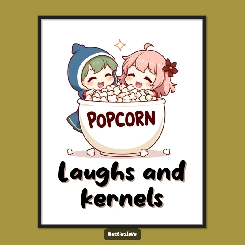 Funny Popcorn Laugh Poster - Hilarious Movie Art Print, Comedic Decor