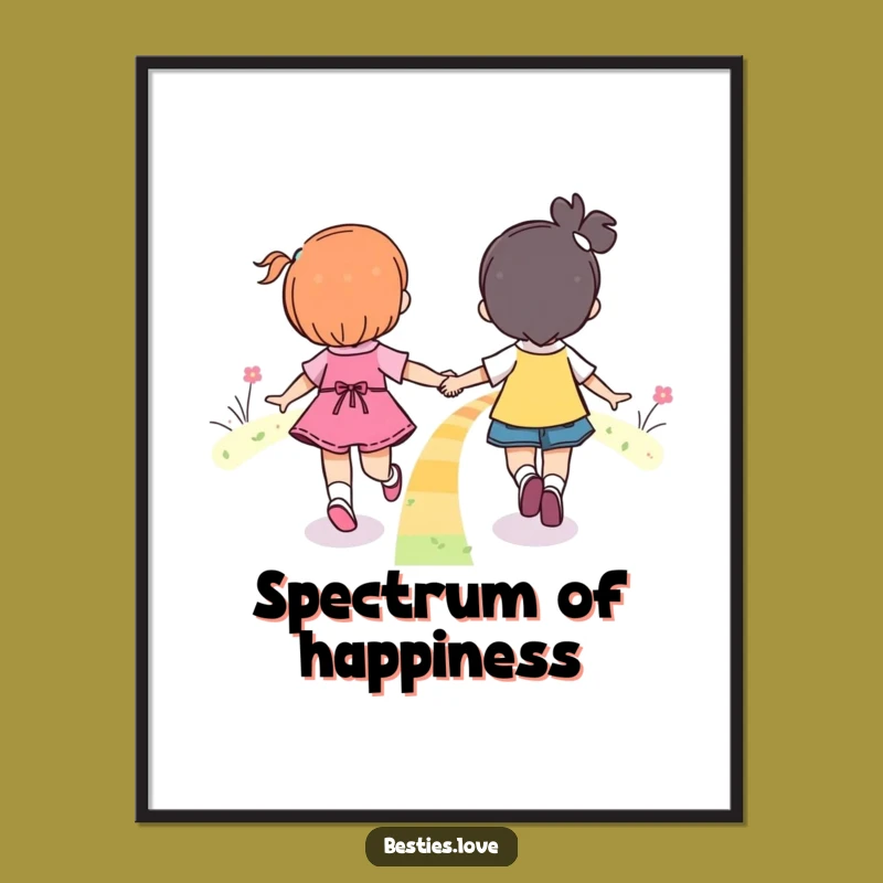 Funny Rainbow Friends Skipping Poster - Joyful Wall Art Gift