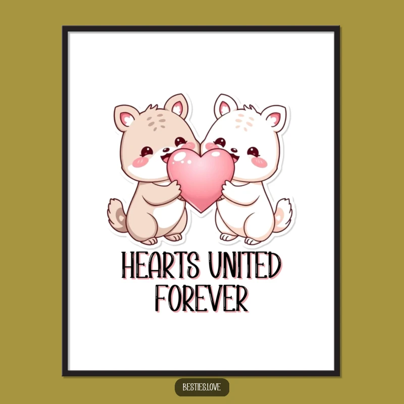 Funny Whimsical Animal Heart Poster: Add Joyful Art to Your Walls