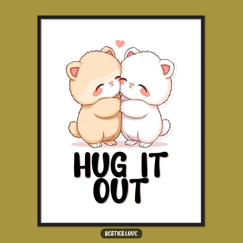 Funny Hugging Animals Poster: Adorable Wall Art for a Cozy, Hilarious Home