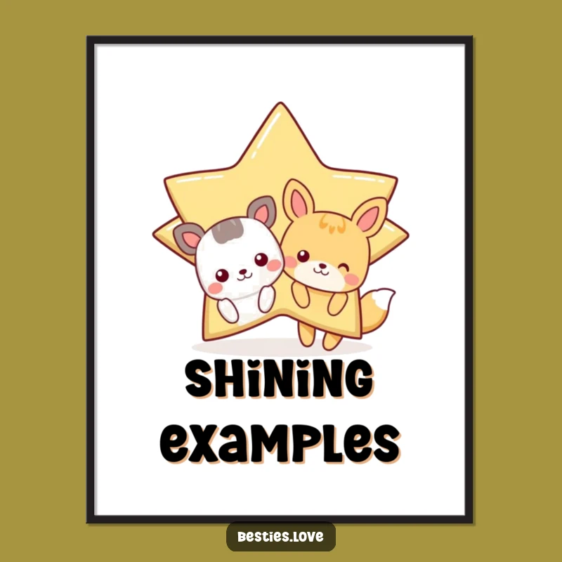 Funny Star Animals Poster - Cartoon Art, Whimsical Funny Gift Decor