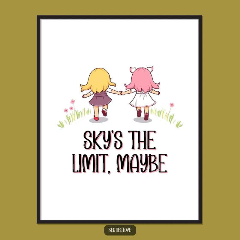 Funny Best Friends Rainbow Path Poster: Vibrant Friendship Art Gift