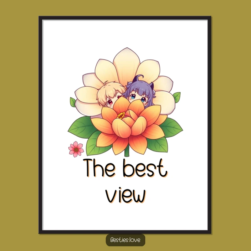 Funny Flower Peek-a-Boo Poster - Vibrant Art Print, Hilarious Wall Decor Gift
