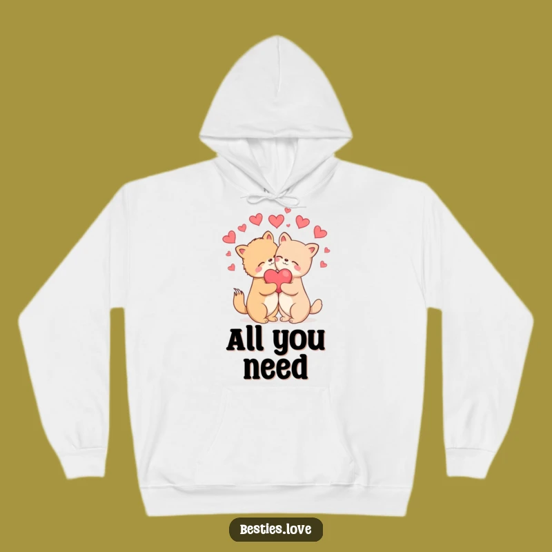 Funny Hugging Animals Hoodie: Cozy Love Sweatshirt, Blissful Gift