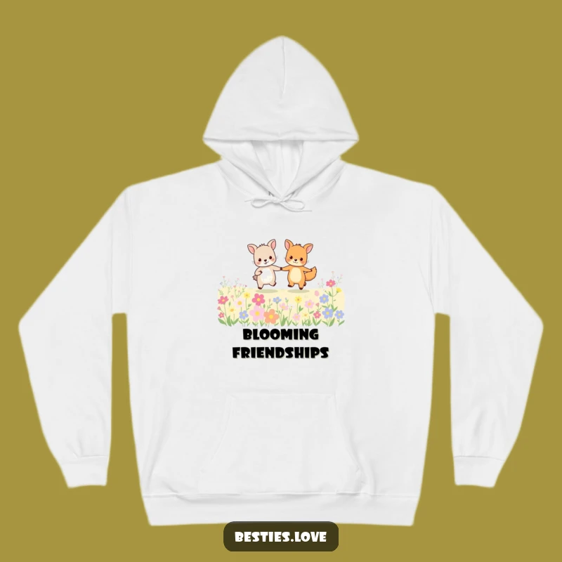 Funny Animal Friends Hoodie: Cozy Comfort Skipping Through Flowers