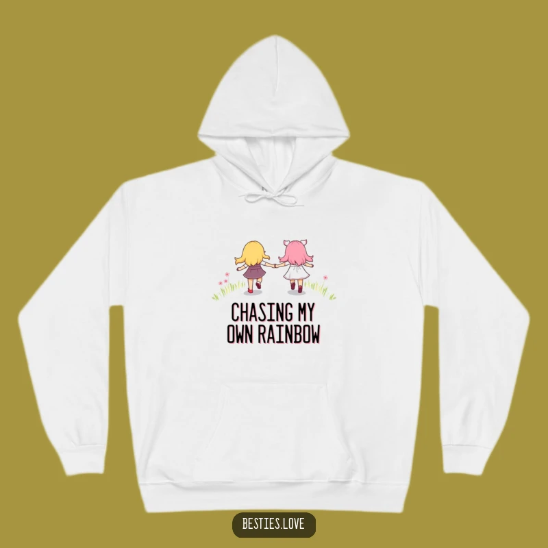 Cozy Funny Best Friends Rainbow Path Hoodie: Warm Friendship Gift