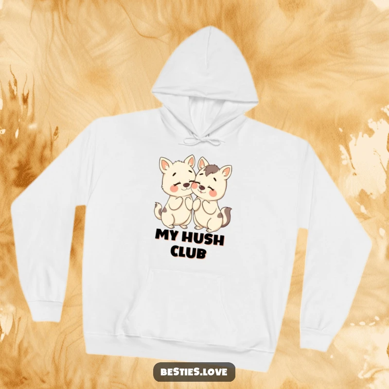 Funny Bestie Animals Hoodie: Two charming animals humorously sharing secrets with exaggerated expressions, perfect for cozy, conspiratorial moments.