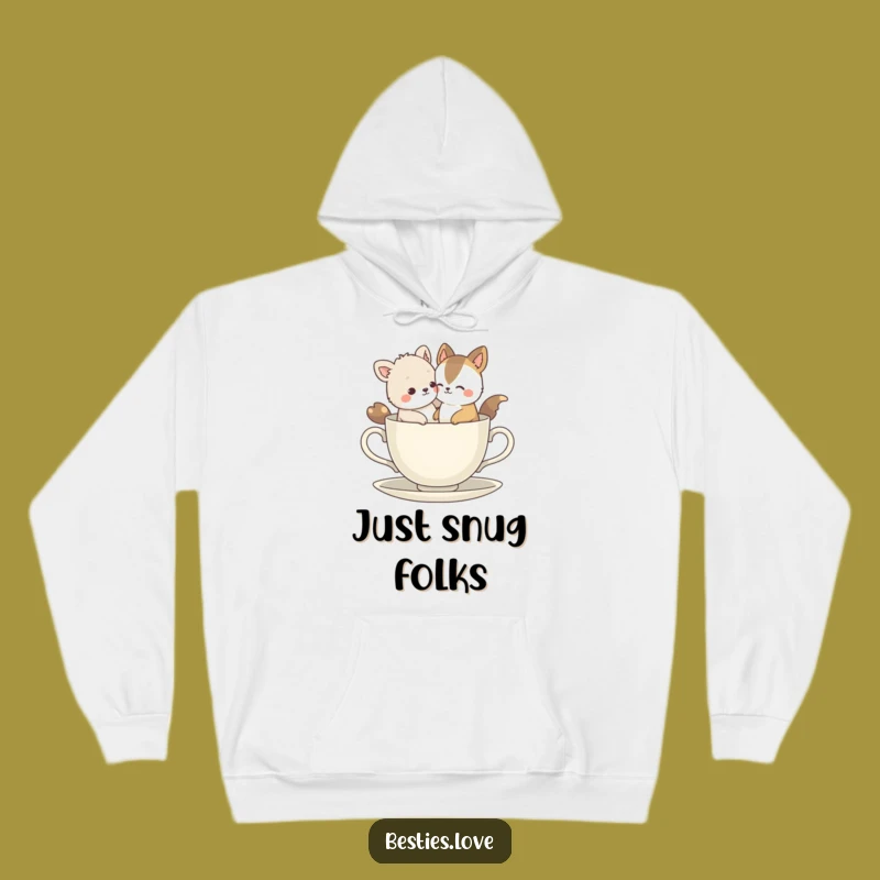 Cozy Funny Bestie Animals Tiny Teacup Hoodie: Snuggle Up with Hilarious Friendship Vibes