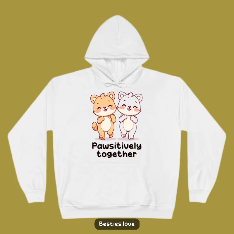 Cozy Funny Kawaii Friendship Paws Hoodie, Warm Joyful Gift