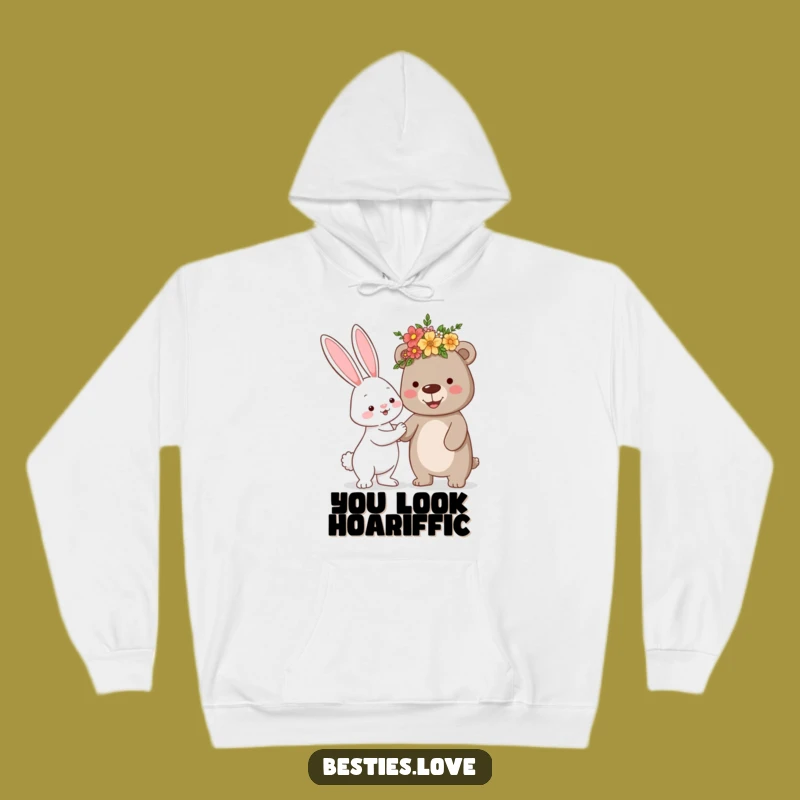 Cozy Funny Bunny Bear Flower Crown Hoodie - Adorable Animal Lover Gift