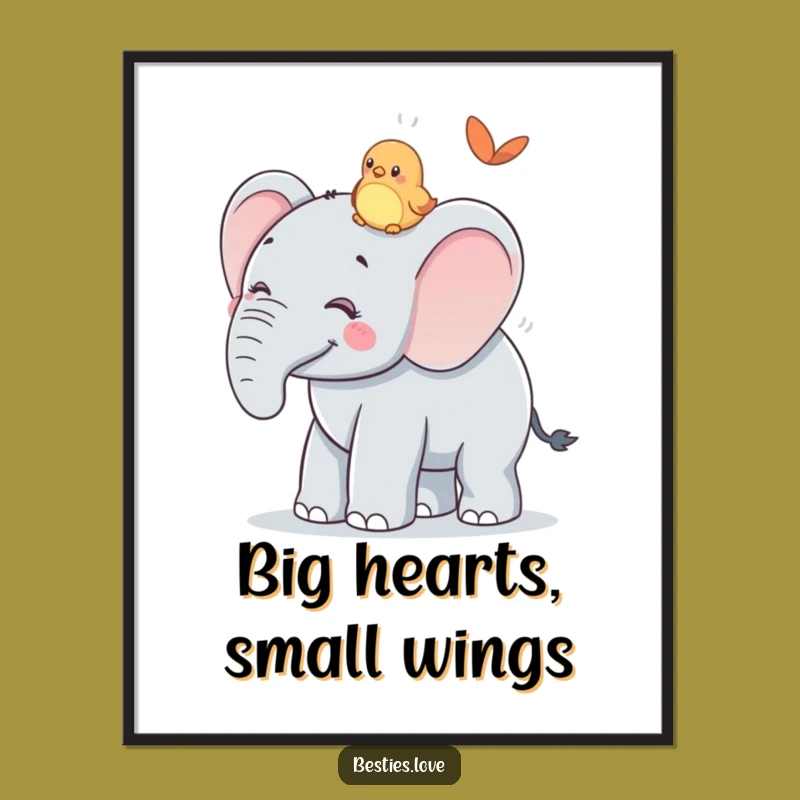 Funny Free Printable Wall Art: Elephant & Bird Ride Downloadable Gift