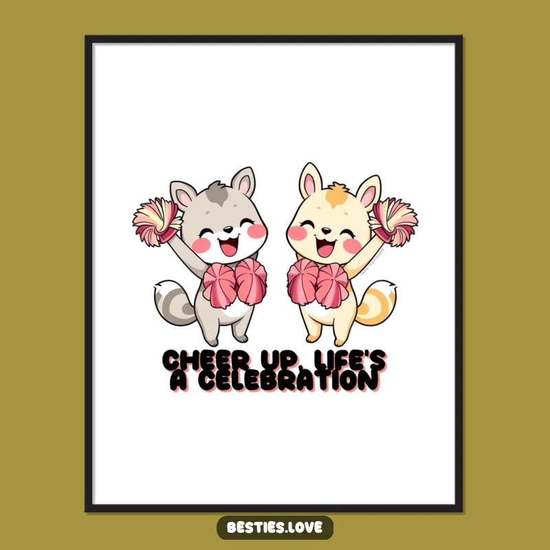 Energetic Free Printable Wall Art: Cheering Friends - Fun Downloadable Decor