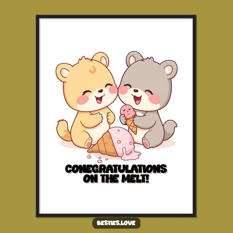 Free Printable Ice Cream Wall Art: Cute Pals Giggling for a Whimsical Decor Piece