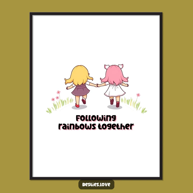 Funny Free Printable Wall Art: Friends Rainbow Skip - Cute Downloadable Decor Gift!