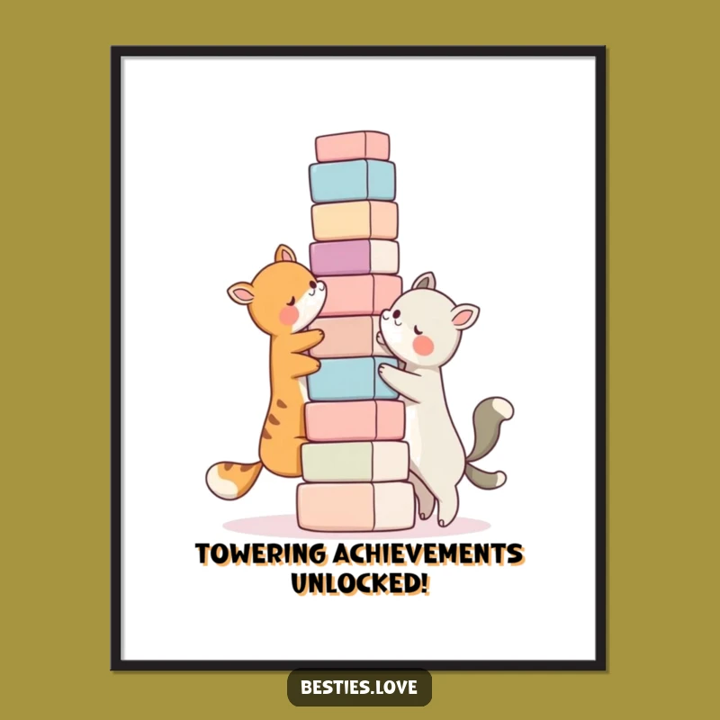 Free Printable Block Tower Wall Art: Bestie Animals Building Creative Decor