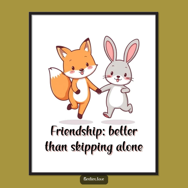 Free Printable Fox Rabbit Friends Art - Cheerful Downloadable Decor