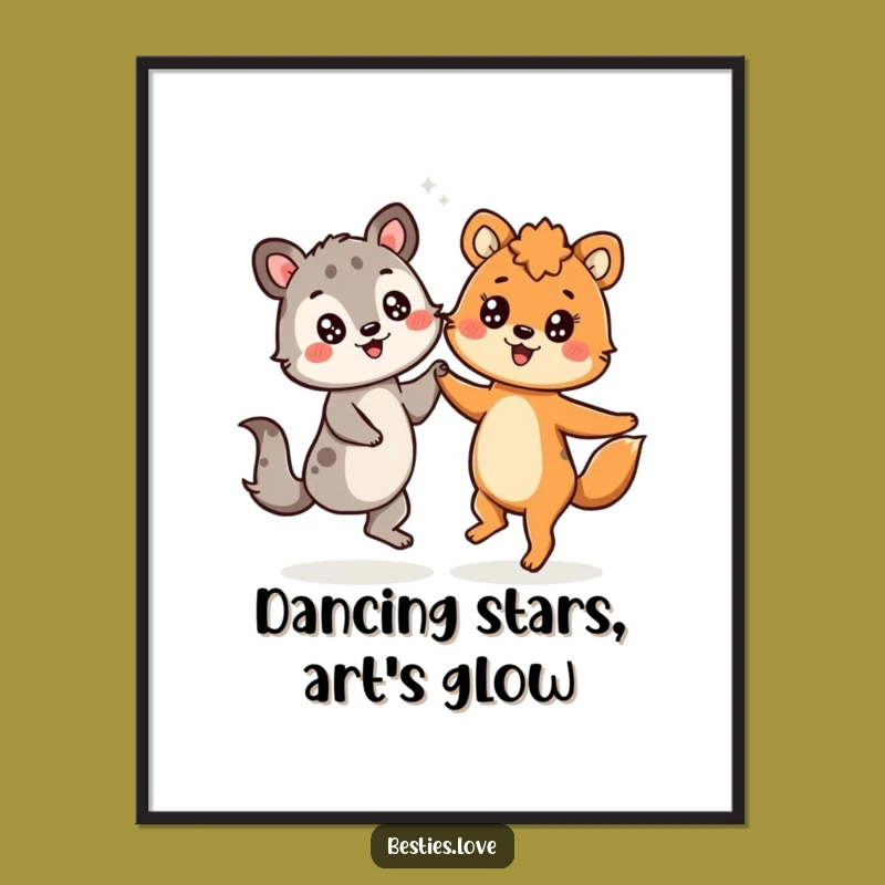 Free Printable Wall Art: Dancing Starry-Eyed Animals, Funny Downloadable Decor