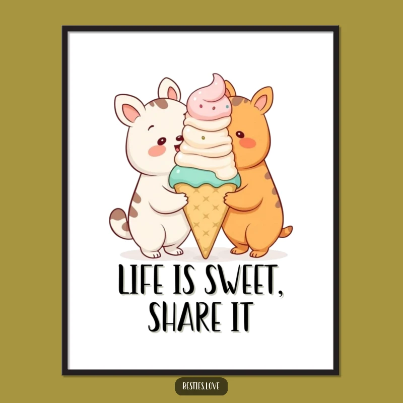 Free Printable Wall Art: Giant Ice Cream Animals Funny Downloadable Art Decor