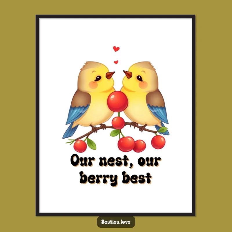 Funny Free Printable Wall Art: Bird Berry Sharing, Hilarious Downloadable Decor