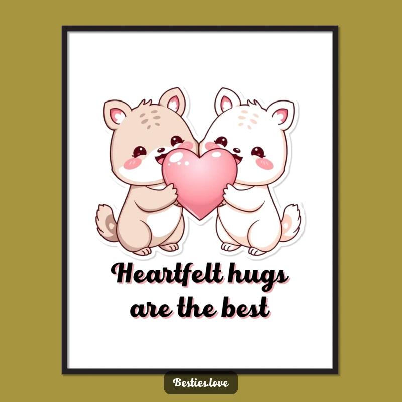 Free Printable Wall Art: Couple Animals Heart, Funny Downloadable Decor